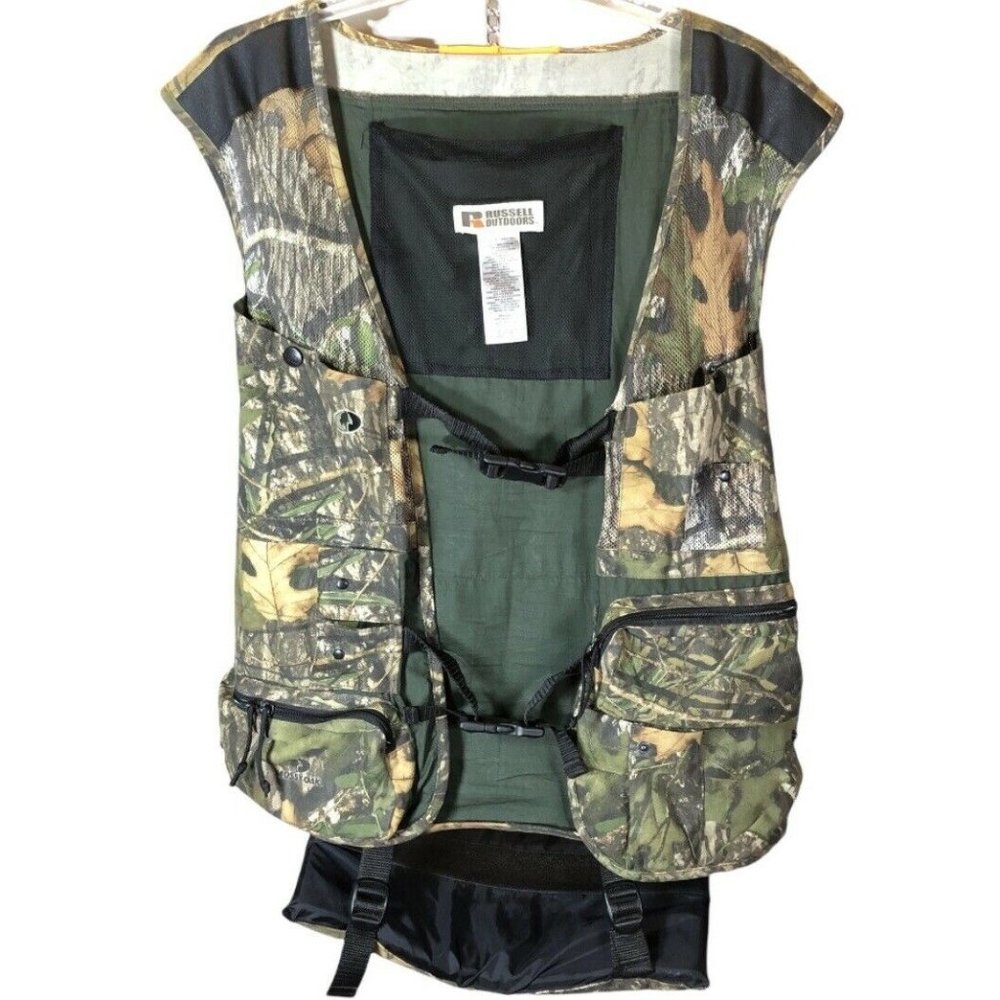 Russell Outdoors strut zone TURKEY VEST mossy oak camo padded seat cushion LG/XL